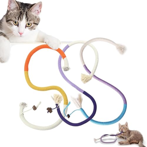 QZKJQDD 3 Stück Katzenminze, Katzenspielzeug Seil, Katzenspielzeug Selbstbeschäftigung, Interaktive Kausticks für Katzen zur Zahnpflege und Mundgeruchsvorbeugung bei Katzen (DREI Farben) von QZKJQDD