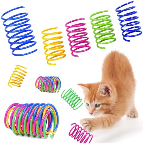 QZKJQDD 44 Stück Sprungfeder Spielzeug Set, Farbe Katzenspielzeug Spirale, Spring Spirale Kunststoff Spielzeug für interaktive Haustier-Spielwaren, um Katzen zu ärgern, und Katze Springende Spielzeug von QZKJQDD