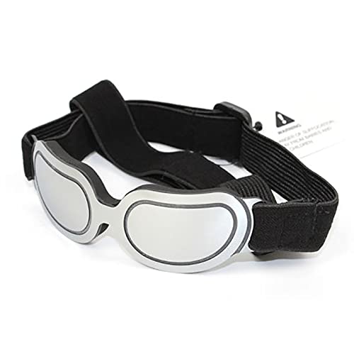 Haustier-Sonnenbrille, faltbar, Anti-UV, Schwimmbrille, geeignet für große, mittelgroße und kleine Hunde, verstellbares Kopfband (Silber) von QZWGZ
