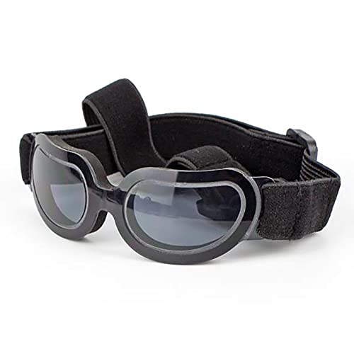 Haustier-Sonnenbrille, faltbar, Anti-UV, Schwimmbrille, geeignet für große, mittelgroße und kleine Hunde, verstellbares Kopfband (schwarz) von QZWGZ