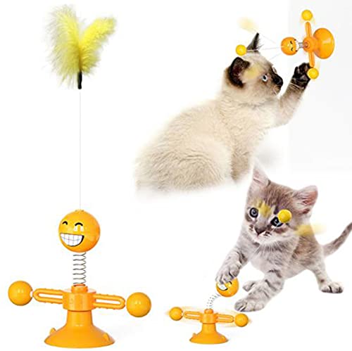 QZWGZ Plattenspieler Katzenspielzeug mit Katzenminze Badminton interaktives Katzenübungsspielzeug (Orange) von QZWGZ