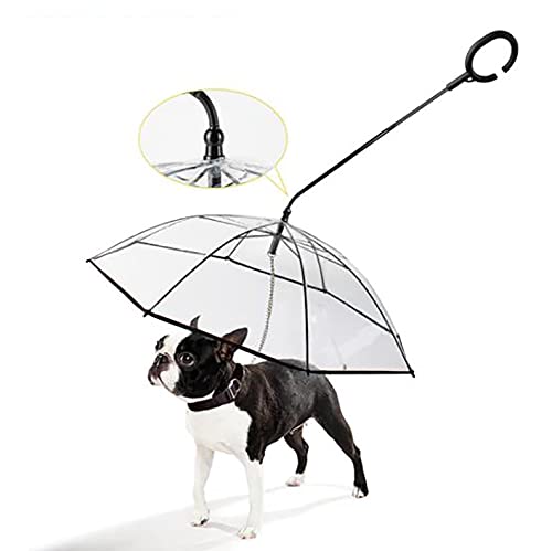 Transparenter Regenschirm mit Zugseil, für Spaziergänge an regnerischen Tagen, geeignet für kleine und mittelgroße Hunde. von QZWGZ