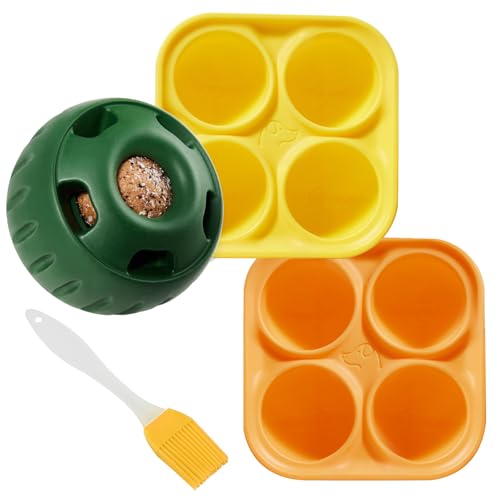 Qaestuan Schleckball für Hunde, Pupsicle Kauspielzeug aus Naturkautschuk, Leckerli-Tablett Spender DIY Feeder Ball Snack Ball, Befüllbares Interaktives Hundespielzeug mit Form und Silikon Backpinsel Qaestuan Schleckball für Hunde, Pupsicle Kauspielzeug aus Naturkautschuk, Leckerli-Tablett Spender DIY Feeder Ball Snack Ball, Befüllbares Interaktives Hundespielzeug mit Form und Silikon Backpinsel von Qaestuan