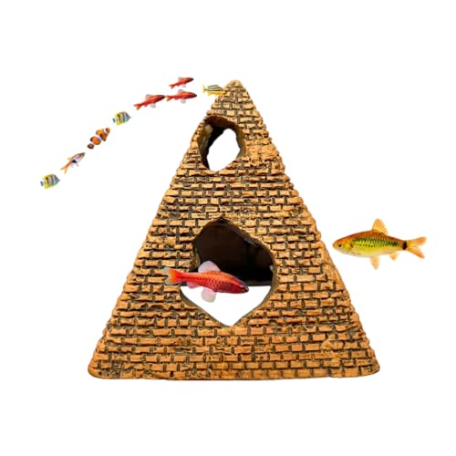 Qateruc Aquarium-Fischversteck, Höhlendekoration, ägyptische Pyramide für Aquarium, kleine Fische, Garnelenversteck, Höhlen, Hausversteck für Garnelen, Krabben, Betta, Buntbarsche von Qateruc
