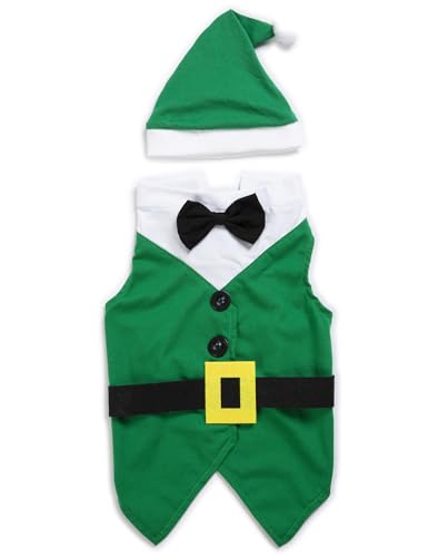 Qayver Weihnachtshunde Elf Shirts Xmas Haustier Kleidung Welpen Weihnachten Kostüme Outfits für Hunde Katzen Kleidung (M) von Qayver
