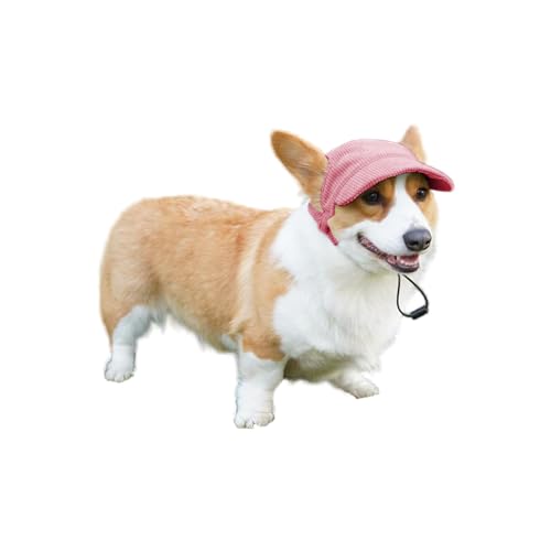 Qaziuy Hunde Baseballmütze, Verstellbar Sonnenschutz Hundecap mit Ohrlöchern, Rosa, S, L von Qaziuy