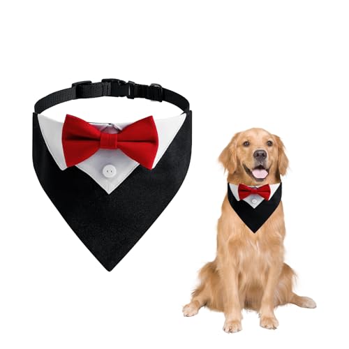 Hunde Smoking Bandana, Formelles Hunde Smokinghalstuch Verstellbar Hunde Hochzeit Outfit Haustier Anzug mit Fliege und Krawatte für Hunde und Katzen Hochzeit Geburtstag Kostüme Hunde Smoking Bandana, Formelles Hunde Smokinghalstuch Verstellbar Hunde Hochzeit Outfit Haustier Anzug mit Fliege und Krawatte für Hunde und Katzen Hochzeit Geburtstag Kostüme von Qaziuy