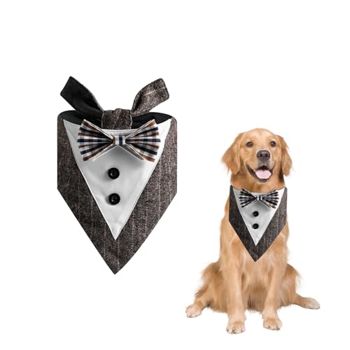 Hunde Smoking Hundehalstuch,Verstellbare Fliege für Hunde Formelles Hund Krawatte Outfit Haustier Halstücher Bandana mit Fliege für kleine, mittelgroße und große Hunde Hunde Smoking Hundehalstuch,Verstellbare Fliege für Hunde Formelles Hund Krawatte Outfit Haustier Halstücher Bandana mit Fliege für kleine, mittelgroße und große Hunde von Qaziuy