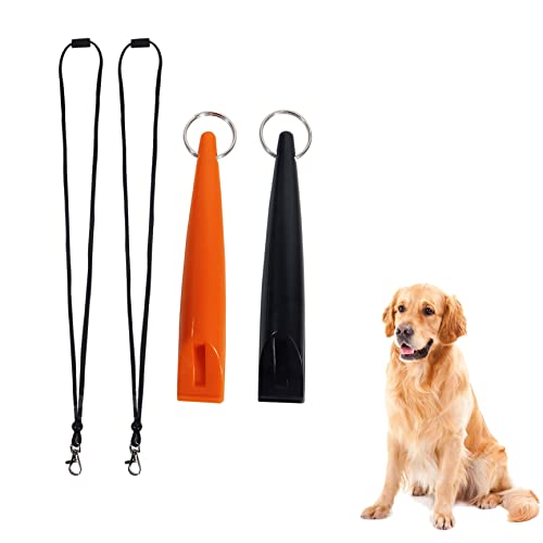 Qaziuy 2 x Hundepfeifen, professionelle ACME-Hundetrainingspfeife aus Kunststoff, mit Schlüsselband, hohe Tonhöhe, Hundepfeife zum Rückrufen und Bellen von Qaziuy