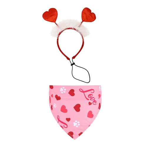 Valentinstag Hund Herz Stirnband und Valentinstag Hunde Halstuch, Rot Herz Weiß Flauschig Haustier Stirnband Niedlich Hund Bandanas für Geburtstag Party Kopfbedeckung Kostüm Valentinstag Hund Herz Stirnband und Valentinstag Hunde Halstuch, Rot Herz Weiß Flauschig Haustier Stirnband Niedlich Hund Bandanas für Geburtstag Party Kopfbedeckung Kostüm von Qaziuy