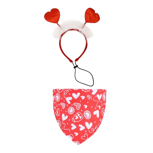 Valentinstag Hund Herz Stirnband und Valentinstag Hunde Halstuch, Rot Herz Weiß Flauschig Haustier Stirnband Niedlich Hund Bandanas für Geburtstag Party Kopfbedeckung Kostüm Valentinstag Hund Herz Stirnband und Valentinstag Hunde Halstuch, Rot Herz Weiß Flauschig Haustier Stirnband Niedlich Hund Bandanas für Geburtstag Party Kopfbedeckung Kostüm von Qaziuy