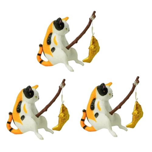 Qcbuegof Lustiges Fischereikätzchen Für Aquarium Glaswand Pendellandschaftsgestaltung Katzenfischtank Cartoon Decors Statue PVC Cartoon Statue Decors von Qcbuegof