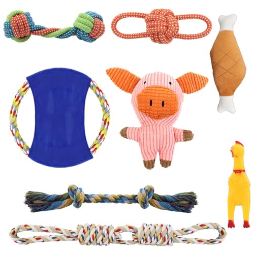 Qcdou Hundespielzeug Kleine Hunde, 8 Hund Interaktives Spielset, Unzerstoerbar BaumwollknotenTau Tier, Kong Hundespielzeug, Langlebiges Kauspielzeug, quietschend Intelligenz Spielzeug Qcdou Hundespielzeug Kleine Hunde, 8 Hund Interaktives Spielset, Unzerstoerbar BaumwollknotenTau Tier, Kong Hundespielzeug, Langlebiges Kauspielzeug, quietschend Intelligenz Spielzeug von Qcdou