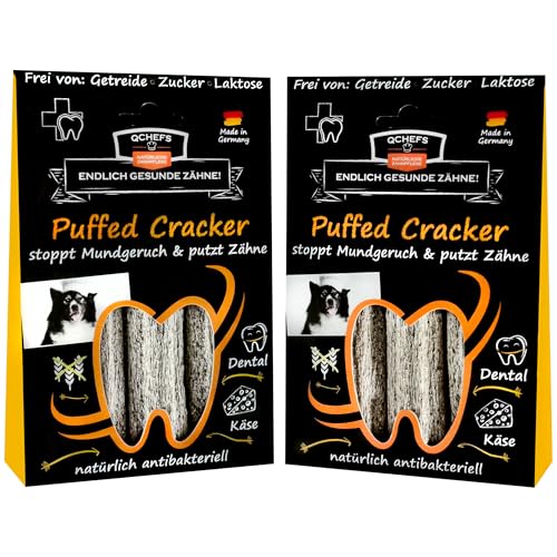 QCHEFS 2er Pack Puffed Cracker: Kaustange Hund zur antibakteriellen Zahnpflege als gepuffte Sticks mit Präbiotika-stoppt Mundgeruch QCHEFS 2er Pack Puffed Cracker: Kaustange Hund zur antibakteriellen Zahnpflege als gepuffte Sticks mit Präbiotika-stoppt Mundgeruch von Qchefs