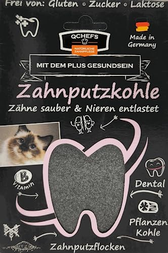 QCHEFS Zahnputzkohle Katze: Nieren Probleme und im Mund- Zahnpflege- Futtertopping zum Futter-Lieblingsleckerei auf Schleckmatte und Appetitanreger (Zahnputz Kohle) von Qchefs