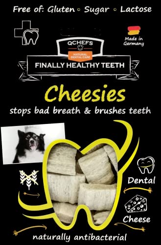 QCHEFS für Hunde: Bei Mundgeruch, Zahnfleischentzündung als Zahnsteinentferner durch natürlich antibakterielle Zahnreinigung ohne Dentalspray oder Zahnbürste für die Gesundheit (CHEESIES) von Qchefs