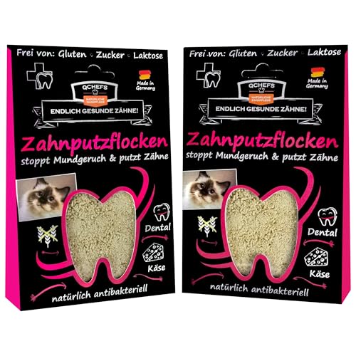 QCHEFS 2er Pack ZAHNPUTZFLOCKEN Katze Zahnpflege zum Lecken von Schleckmatte mit Nassfutter, Lachsöl, Katzenmilch, Malz Paste, Katzenfutter oder Leckerli von Qchefs