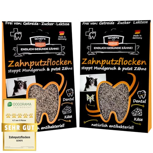 QCHEFS 2er Pack Zahnputzflocken für Hunde - 1 Monat Zahnpflege Hund, ohne Dentalspray für Hunde von Qchefs