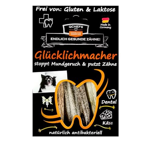 QCHEFS Kauknochen zur Zahnpflege bei Jungen und Alten Hunden in gepufft oder Harter Stange lösst Sich im Mund auf und stoppt Mundegruch putzt Zähne und bei Zahnfleischentzündungen (Glücklichmacher) von Qchefs