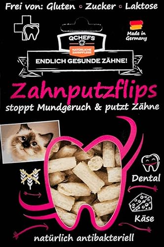 Qchefs Zahnputzflips: Zahnpflege für Katzen zum kauen- antibakterielle Zahnreinigung mit Zahnsteinentferner und hilft bei Mundgeruch. Geschmacksneutral von Qchefs