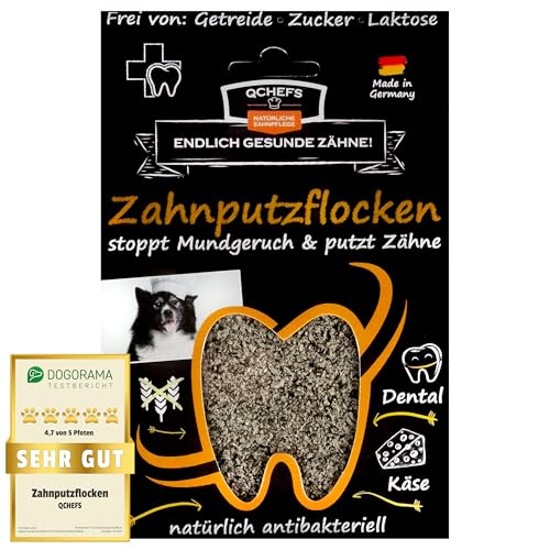 QCHEFS Zahnputzflocken für Hunde - 1 Monat Zahnpflege Hund, ohne Dentalspray für Hunde von Qchefs