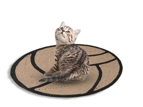 Kratzmatte für Katzen Sisal Kratzteppich Schützt Teppiche Kratzbrett rutschfeste Sisalmatte Katzenkratzmatte Basketball-Muster für Wand Tür von Qchomee