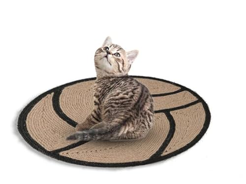 Kratzmatte für Katzen Sisal Kratzteppich Schützt Teppiche Kratzbrett rutschfeste Sisalmatte Katzenkratzmatte Basketball-Muster für Wand Tür von Qchomee