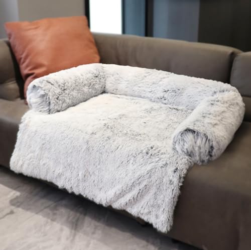 Qchomee Plüsch-Katzenbett Bequeme Haustier-Sofa Haustierbett Flauschiges Hundebett Warme Katzensofa Katzenbett Waschbares Hundekissen Weiche Welpenbett Tierbett Hundeschlafplatz für Katzen Hunde von Qchomee