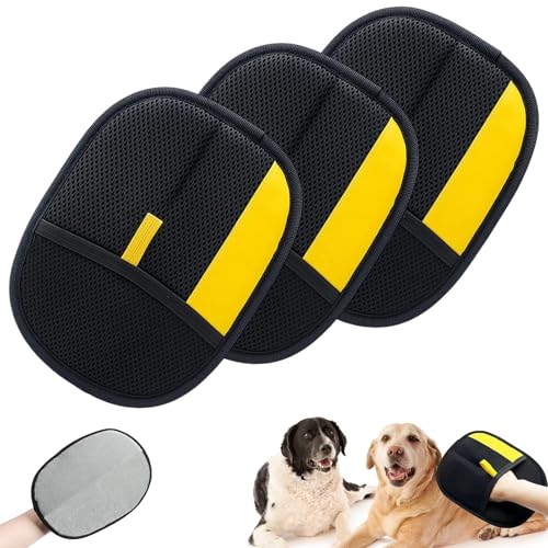 QckZee 3 Stück Tierhaarentferner Handschuh, Wiederverwendbare Handschuh Katzenhaare Hair Remover Glove, Effektive Tierhaarentfernung für Möbel, Kleidung und Betten(9.44 * 6.22 Zoll) von QckZee
