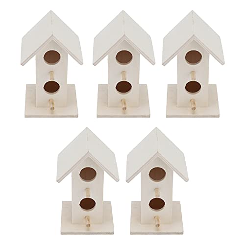 5 Stück kleines Vogelhaus aus Holz, Nestkasten für den Außenbereich, für hängende Vögel, dekorativer Mini-Vogelkäfig aus Holz, handwerkliche Dekoration für von Qcwwy