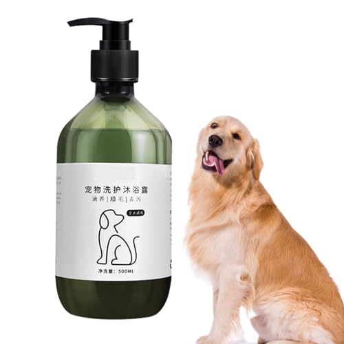 Qcwwy 500 Ml Shampoo für Hunde, Hundeshampoo und Fellwaschmittel Zur Feuchtigkeitsspendenden Geruchsentfernung, Sanfte Haarreinigung, Feuchtigkeitsspendendes, Nährendes von Qcwwy