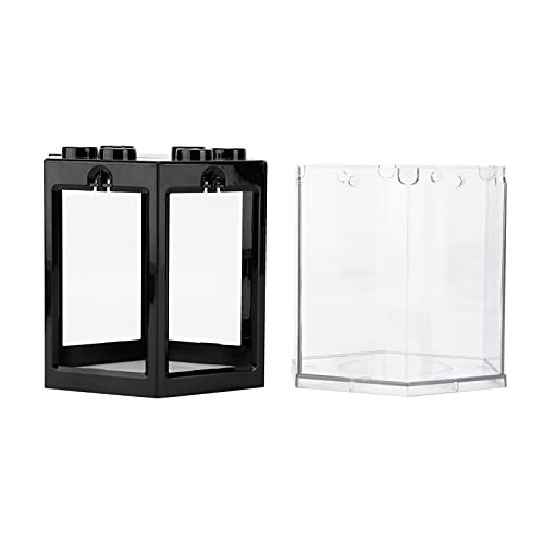 Aquarium-Zubehör, Sturzsicheres Betta-Aquarium-Starter-Set, Keine Sauberen Ecken, für Heimbüro-Dekoration, Kleine Aquarienfische (Black) von Qcwwy