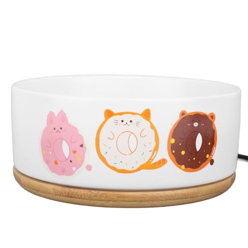 Beheizter Wassernapf, Automatische Heizung Verhindern Trockenverbrennung Smart Thermal Bowl Haustier Trinkbrunnen für Hund Katze, USB Keramik mit Verbundholzmaterial (L) von Qcwwy