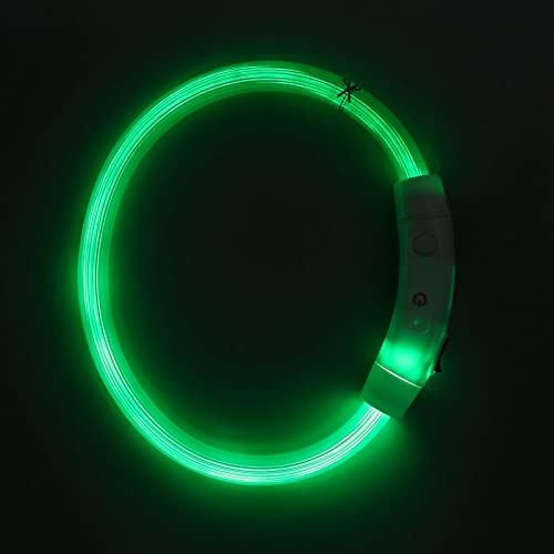 Beleuchtetes Hundehalsband, Wiederaufladbares LED-Hundehalsband Zur Verhütung von Verlusten Beleuchtetes Hundehalsband Haustier-Sicherheitshalsband Macht Ihre(S-LED Fließendes Halsband Grün) von Qcwwy