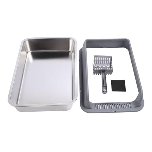Bodenwanne aus Edelstahl, Design mit Zugang von Oben, Halbgeschlossene Katzentoilette, Reduziert Effektiv Unangenehme Gerüche. Katzentoilette mit Deckel für Kleine, (Extra große Bodenwanne aus Edelstahl, Design mit Zugang von Oben, Halbgeschlossene Katzentoilette, Reduziert Effektiv Unangenehme Gerüche. Katzentoilette mit Deckel für Kleine, (Extra große von Qcwwy