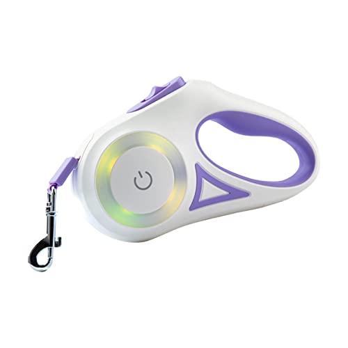 Qcwwy Einziehbare Haustierleine, Lichtringe Design Touch Control Hund Automatische Einziehbare Leine LED Einziehbare Haustierleine mit Metallverschlussschnalle Hundeleine (Beige Lila) von Qcwwy