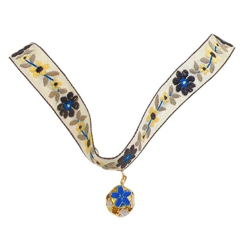 Exquisites Katzenhalsband mit Blumenanhänger mit verstellbarer Größe, Dekoration für Schmuck, eleganter und bequemer Stoff, geeignet für den täglichen Gebrauch und Anlässe (gelb) von Qcwwy