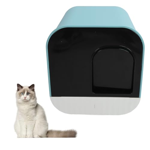 Qcwwy Geschlossene Katzentoilette, Große Geschlossene Katzentoilette mit Zwei Eingängen, Aktivkohle, Ausziehbarer Schubladen-Stil, Geruchskontrolle, Schubladen-Katzentoilette (Blue) von Qcwwy