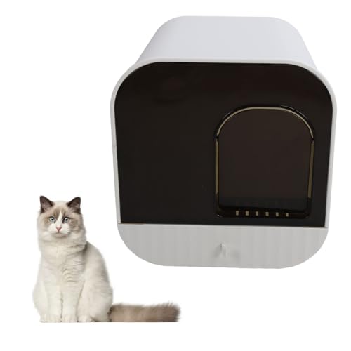 Geschlossene Katzentoilette, Große Geschlossene Katzentoilette mit Zwei Eingängen, Aktivkohle, Ausziehbarer Schubladen-Stil, Geruchskontrolle, Schubladen-Katzentoilette (White) von Qcwwy