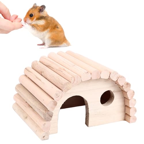 Hamster-Versteck, Holzhaus, Kammer, Kleintiere, Haustiere, Tunnel, Erkundungsspielzeug, Niedliche Bogenform, Warm, Sicher, Stabil, Meerschweinchen-Holzhaus für Hamster, von Qcwwy