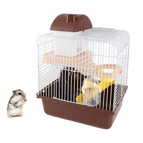 Hamsterkäfig, 2 Schichten, Tragbarer Kleintier-Reisekäfig, Zwerghamster-Lebensraum, Maus, Mäuse, Rennmäuse, Ratten-Lebensräume, Käfig Zum Trainieren, Entspannen, Erkunden, Hamsterkäfig, 2 Schichten, Tragbarer Kleintier-Reisekäfig, Zwerghamster-Lebensraum, Maus, Mäuse, Rennmäuse, Ratten-Lebensräume, Käfig Zum Trainieren, Entspannen, Erkunden, von Qcwwy