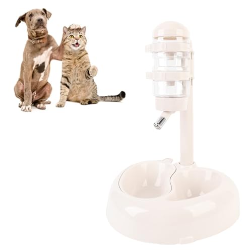 Haustier Stehender Wasserspender, Spender Automatischer Wasser Futternapf Hund Wasser Feeder Flasche mit Ständer Einstellbare Höhe Herzförmiger Hund Stehender Spender Schüssel Kit (B) von Qcwwy