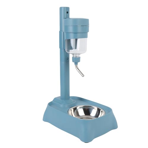 Haustier-Wassersp Ender Edelstahl-Schüssel Einstellbare Höhe Katzen-Hunde Fütterung Flasche Automatisch 500ml Haustier-Wasser Fütterung Ständer für Kleine Haustiere (Seeblau) von Qcwwy