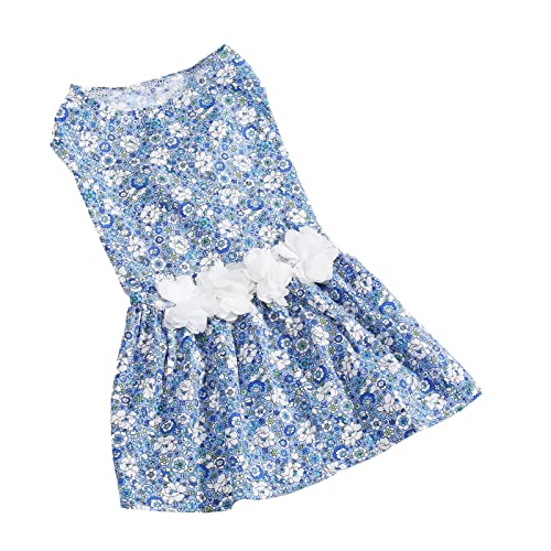Hellblaues Hundekleid mit Blumenmuster, Weiches, Bequemes Prinzessinnenkleid für Hochzeitsfeier, für Kleine Hunde aus Polyester (S) von Qcwwy