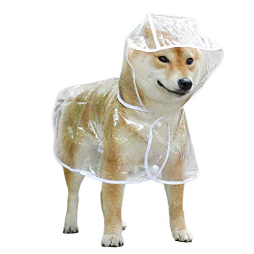 Hund Regenmantel, Transparenter Haustier Regenmantel Umfassender Schutz Haustier Regen Mantel Biss Resistent Haustier Regen Poncho für Golden Retriever Samoyed Schnauzer (White) von Qcwwy
