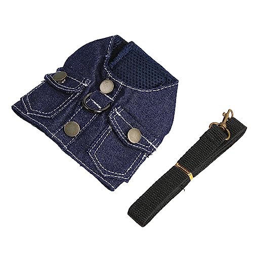 Hunde-Jeanswestengeschirr, Bequem, Atmungsaktiv, Nylonleine, Haustier, Hund, Katze, Gehtraining, Denim-Material (S) von Qcwwy