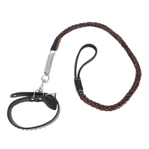 Hundehalsband-Leinen-Set, Stoßdämpfende Feder, Trainingsleine für Mittelgroße und Große Hunde mit PU-Leder, Hervorragende Haltbarkeit, Bissfest Hundehalsband-Leinen-Set, Stoßdämpfende Feder, Trainingsleine für Mittelgroße und Große Hunde mit PU-Leder, Hervorragende Haltbarkeit, Bissfest von Qcwwy