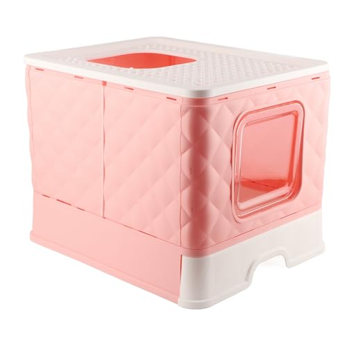 Qcwwy Katzenkäfig-Öffnungsdesign, Bequem Zum Waschen von Katzenstreu, Katzenschublade, Toilettenbox, Starke Tragfähigkeit, Halbgeschlossene Katzentoilette, Katzentoilette, Doppelt (PINK) von Qcwwy