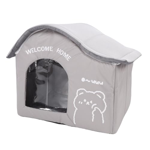 Kühlung Katzenhaus Kühlung Katzenhaus Wetterfeste Isolierte Katzen Verbessert Komfort Tragbares Wettersicher Oxford Stoff Hund Kühlhaus für Haus Im Haus Im Freien Freien Katzenbetten (L) von Qcwwy