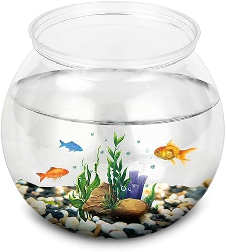 Kunststoff-Fischs Chale, Anker Hocking Klassische Trommel Stil Fischs Chale Klare Goldfisch-Schüssel für Betta Fisch Goldfisch Pflanze Mini Aquarium für Dekor Schlafzimmer (Mini-Größe) von Qcwwy